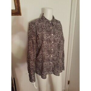 Lands End 18p black white button-down shirt top 18 petite blouse